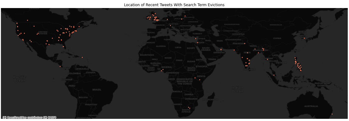 map of tweets across the world